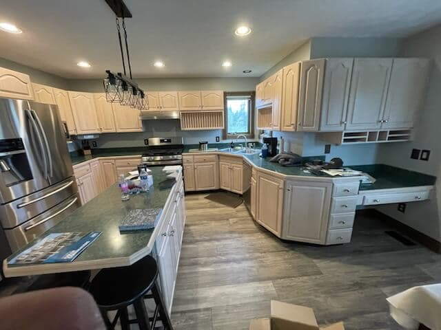 Full kitchen remodel with hardwood flooring