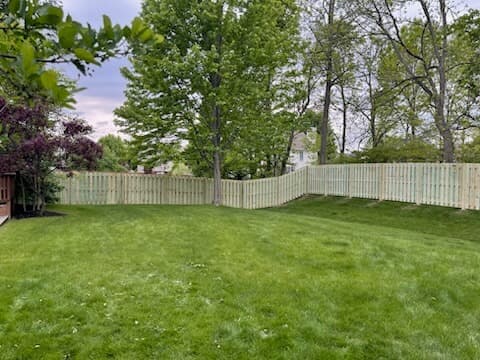 Backyard after fence and landscaping work