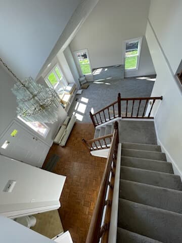 Hardwood staircase viewed from above